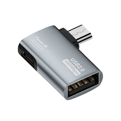 Enhanced 4K 90° Left Angle OTG Cable Adapter with Powered Micro USB to USB Connection - 5pcs (Right)