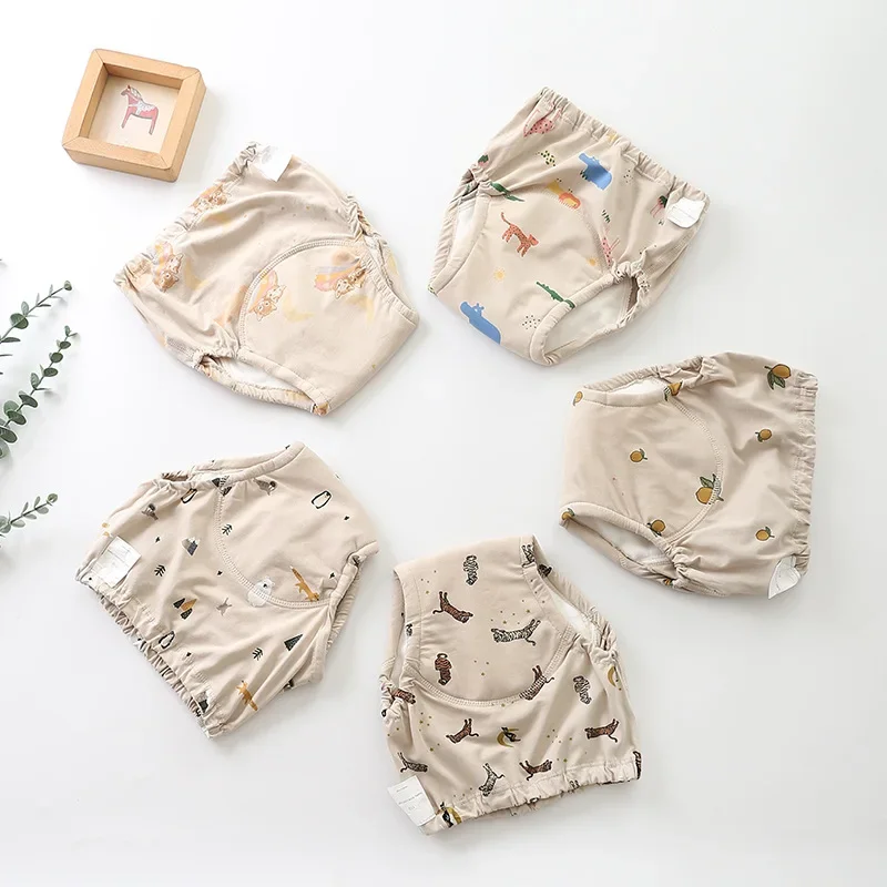 Cute Printed Toddler Training Pants Baby Washable Cloth Diapers Reusable Nappies Infant Breathable Panties baby training pants cloth diapers