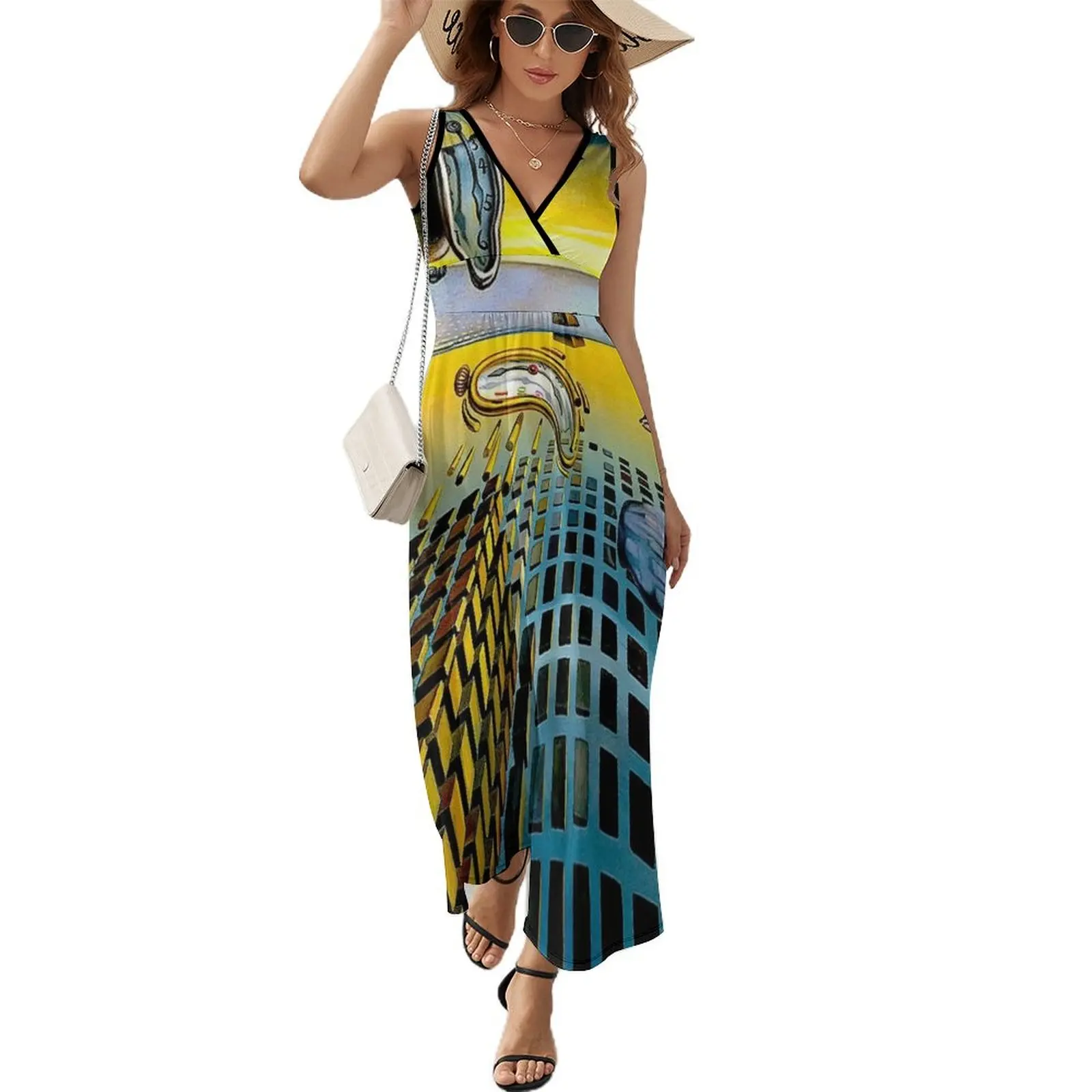 

DISINTEGRATION : Vintage Abstract Painting Print Sleeveless Dress ladies dresses for special occasions women party dresses