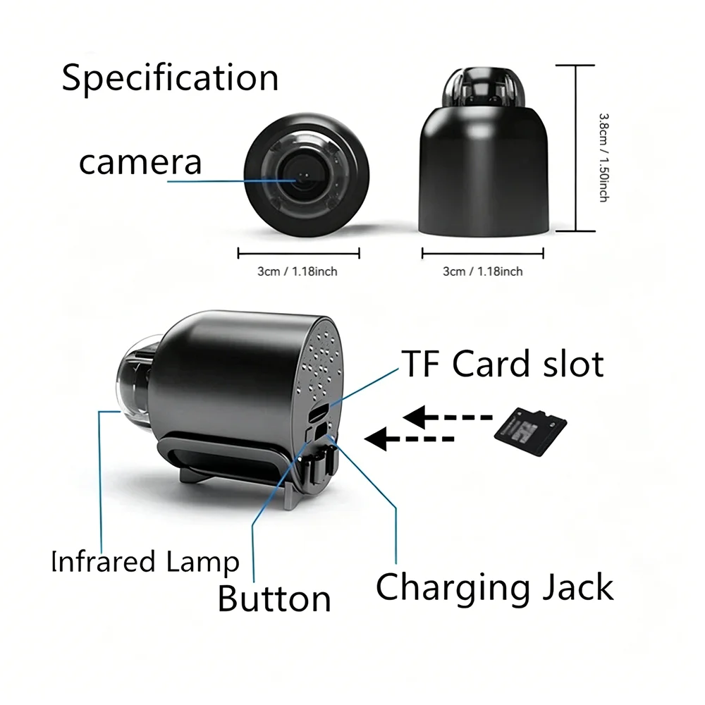 1080P HD WiFi Security Camera Wireless Mini Surveillance Camera Night Vision Remote View Indoor Outdoor 5