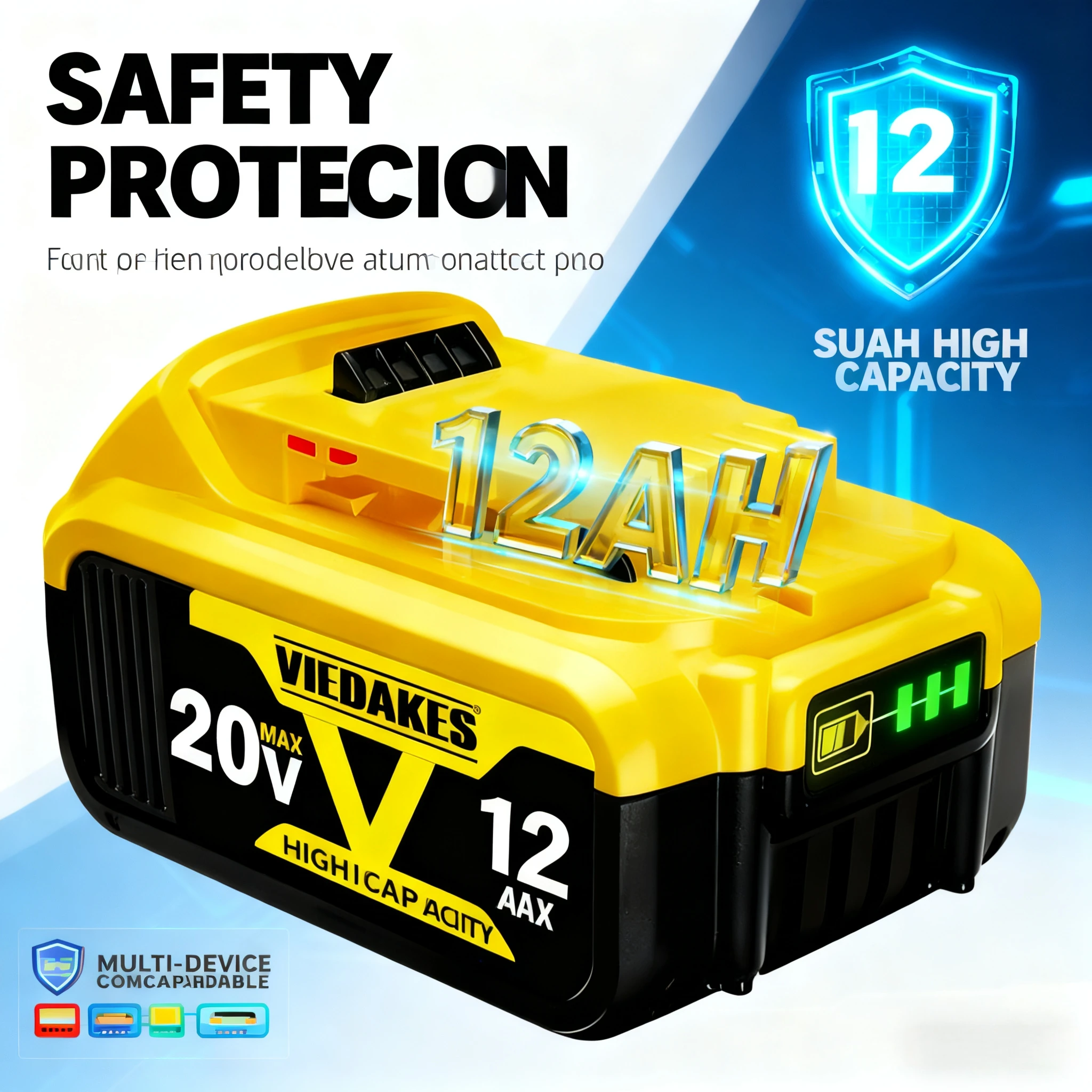20v 10AH 8AH 12AH, For Dewalt 20V rechargeable tool battery DCB200 DCB201 DCB206