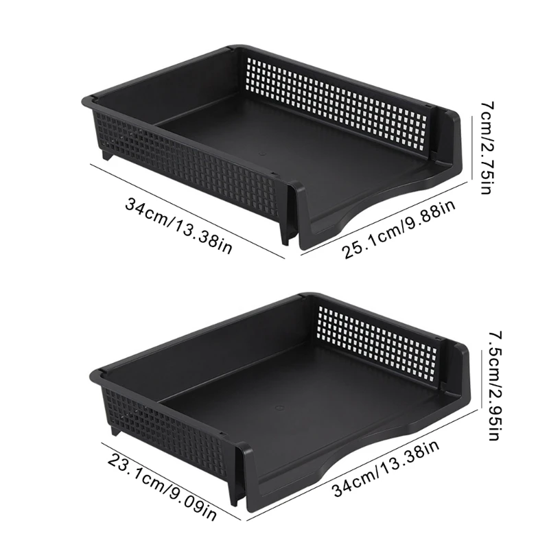 Stackable Letter Tray Space Saving File Document Tray Vertical Horizontal File Basic Rectangular Desk Organizers 896C