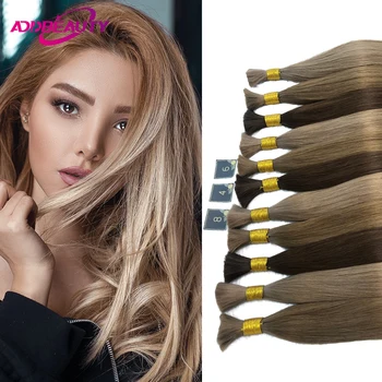 Straight Bulk Human Hair for Women 100g 75cm European Remy Human Hair Extensions for Braiding No Weft Natural Hair Bulk Blonde 1