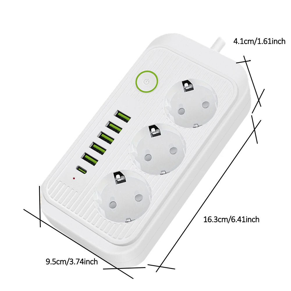EU Plug AC Outlets Multitap Socket Extension Cord Electrical Power Strip With USB Type C PD Fast Charging Network Filter Adapter power strip extension cable electrical power strip power strip plug adapter power socket power socket plug power plug adapter wall plug socket power extension cord power cable