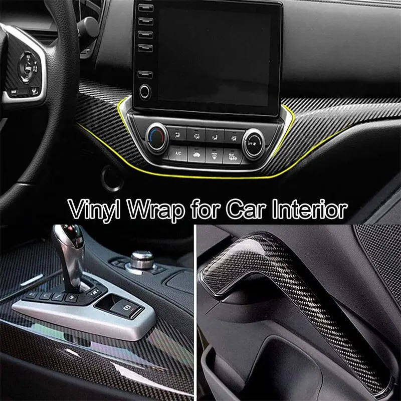Car Interior Film 7D Carbon Fiber Car Interior Vinyl Film Decorative Anti Scratch Protective