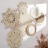 7Pcs/Set Bohemian Straw Woven Wall Decoration Home Living Room Background Wall Art Pendant Rustic Natural Wicker Weave Ornament 1