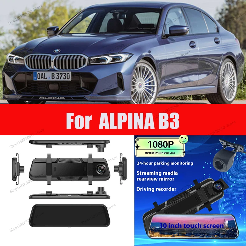 

For ALPINA B3 4K WIFI GPS Car Dvr Mirror Dash CamDual Lens Dashcam Drive Recorder Stream RearView Mirror IPS Screen Camera