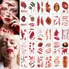 30pcs Waterproof Halloween Tattoo Stickers Bleeding Wound Scar Temporary Tattoos for Women Men Fake Tattoo For Halloween Party 1