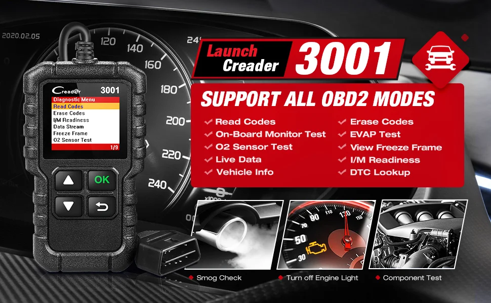 LAUNCH CR3001 Automotive OBD2 Diagnose-Scanner Auto-Check-Engine-Light OBD Codeleser Lebenslange Kostenlose Updates pk ELM327 – Detail 1