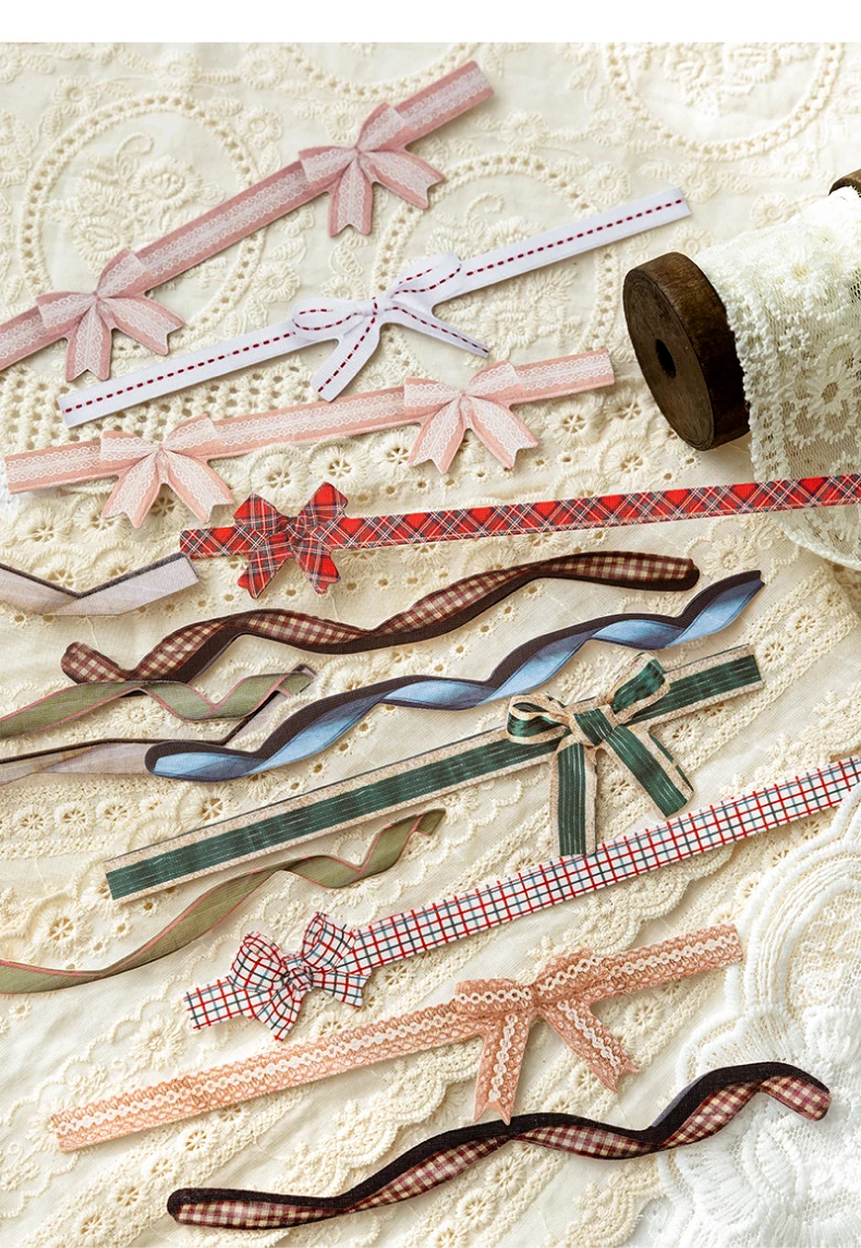 20 Stück/Packung Vintage INS Langes Spitzenpapier DIY Dekoratives Scrapbook-Zubehör Sticker Pack Aufkleber – Detail 7