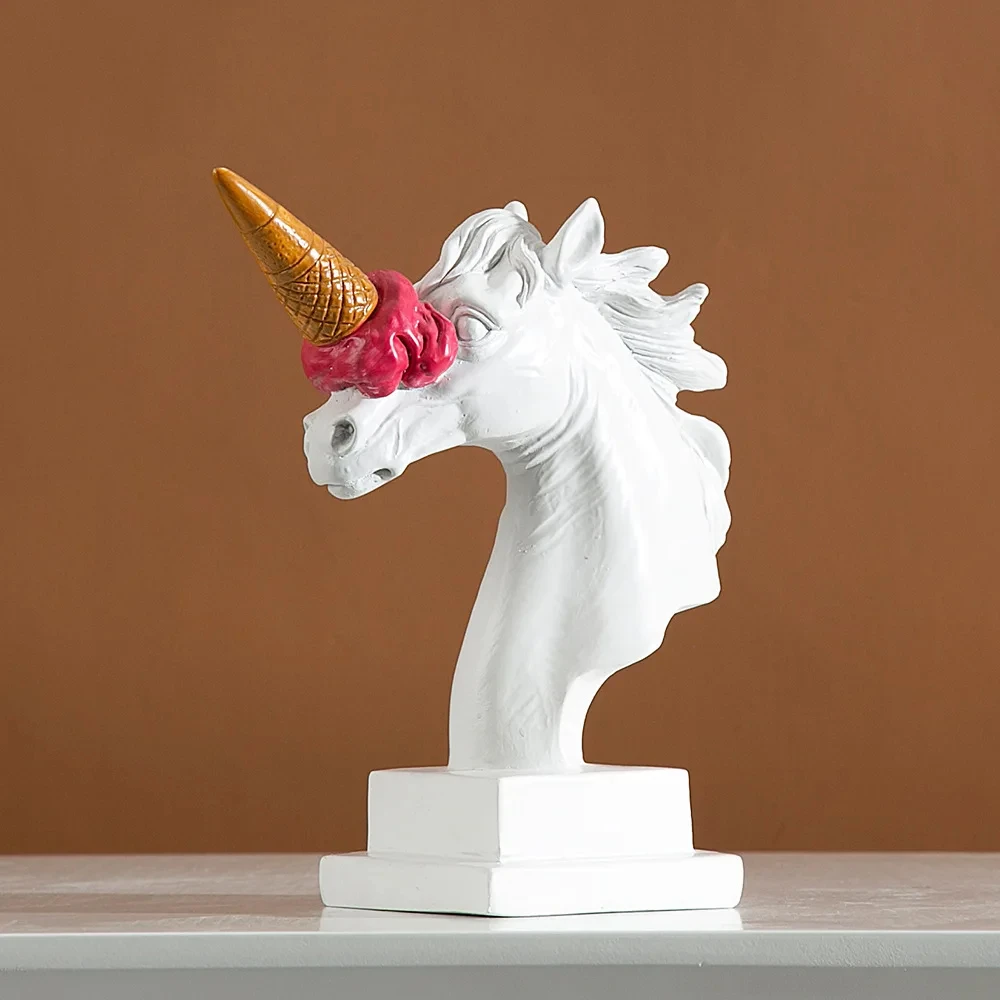 

Ice Cream Unicorn Sculpture Fun Home Decor Resin Statue Livingroom Decoration Indoor Figurine Christmas Decorations Present