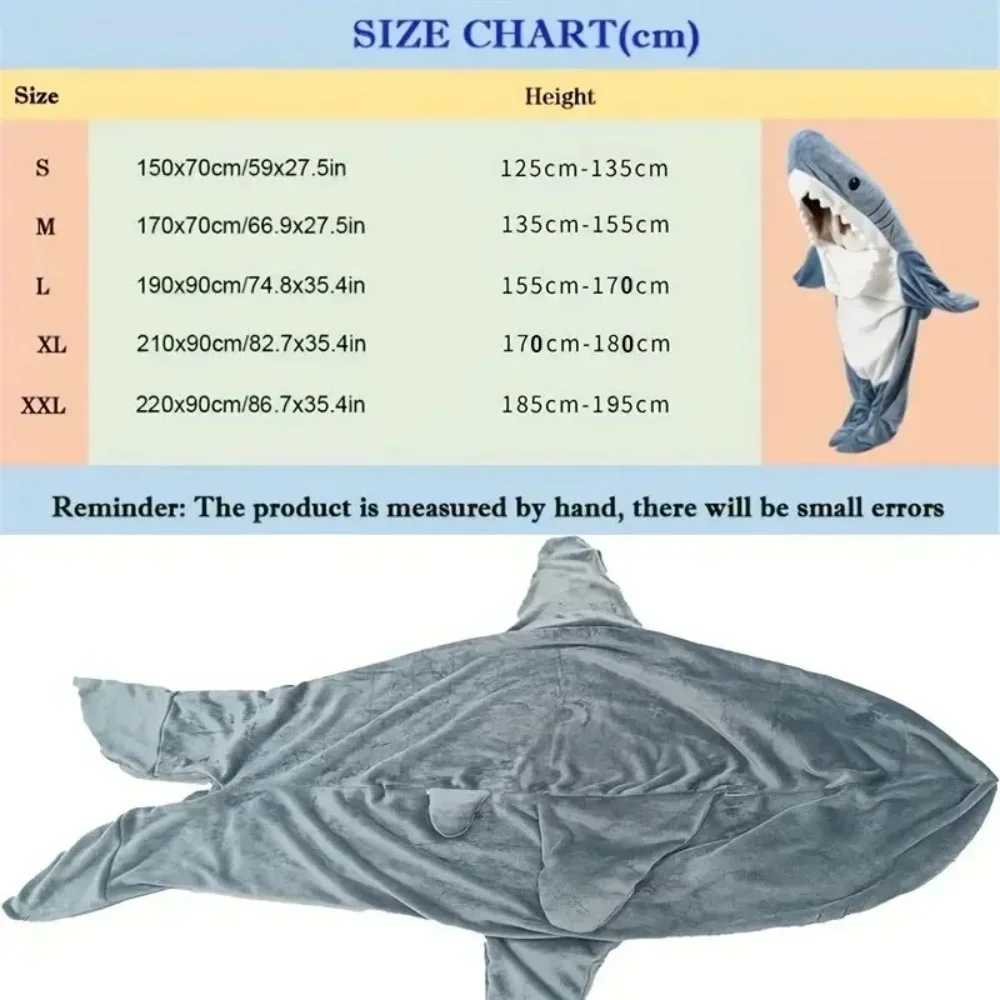 Wearable Blanket 1pc Shark Blanket For Adult Winter Warm Hooded Playsuit Onesie Funny Sleeping Bag For Slumber Party