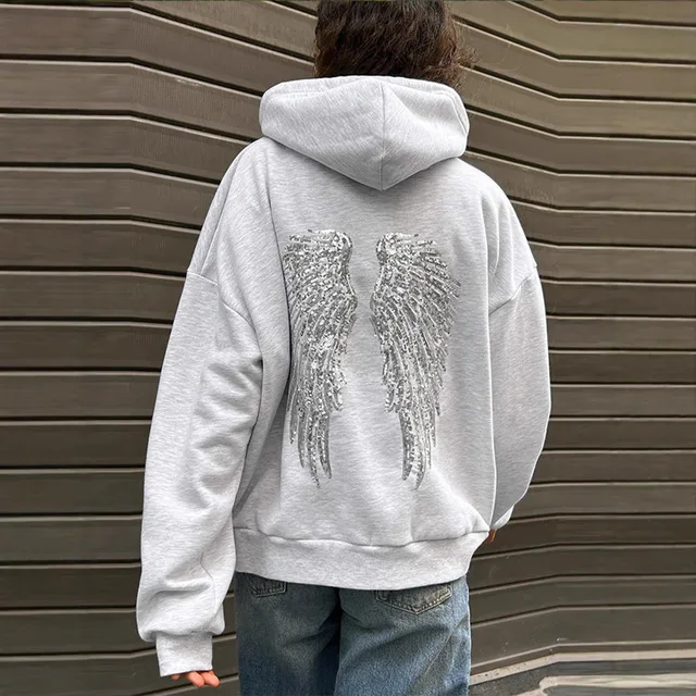 Fashion Wings Beads Sweathirts Women Oversized Hoodies Fleece Lining Sequined Casual Pullover Top Y2K Clothes Lady Outfits 2026 1