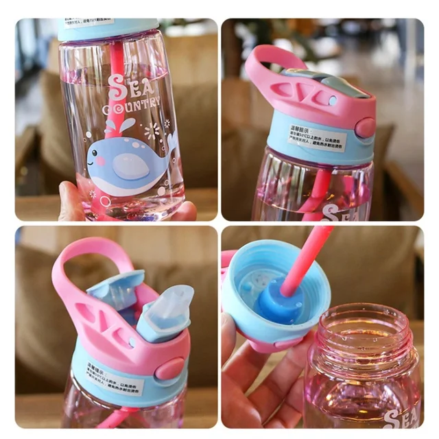 480Ml Kids Sippy Cup Water Bottles Creative Cartoon Feeding Cups With Straws And Lids Spill Proof Portable Toddlers Drinkware 4