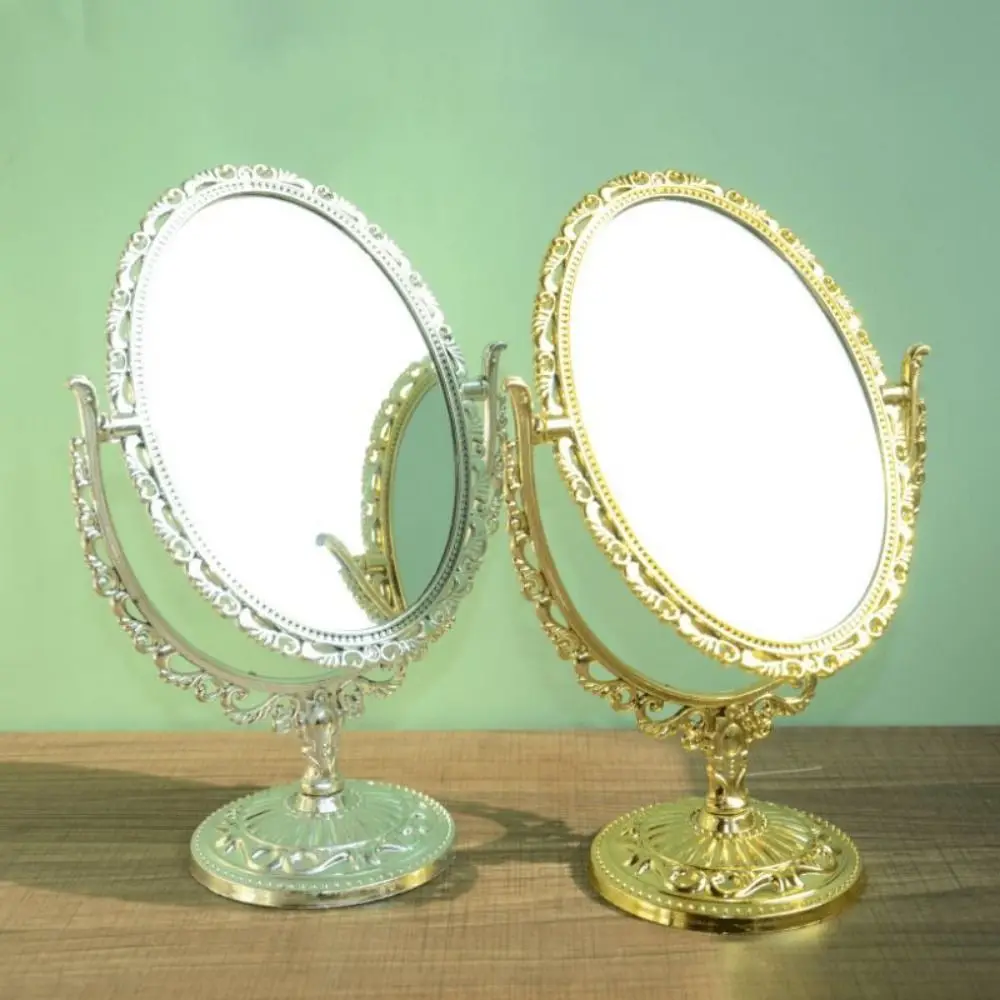 Makeup Mirror Double-sided Rotation 360 Degree With Frame Desktop High Definition Vintage