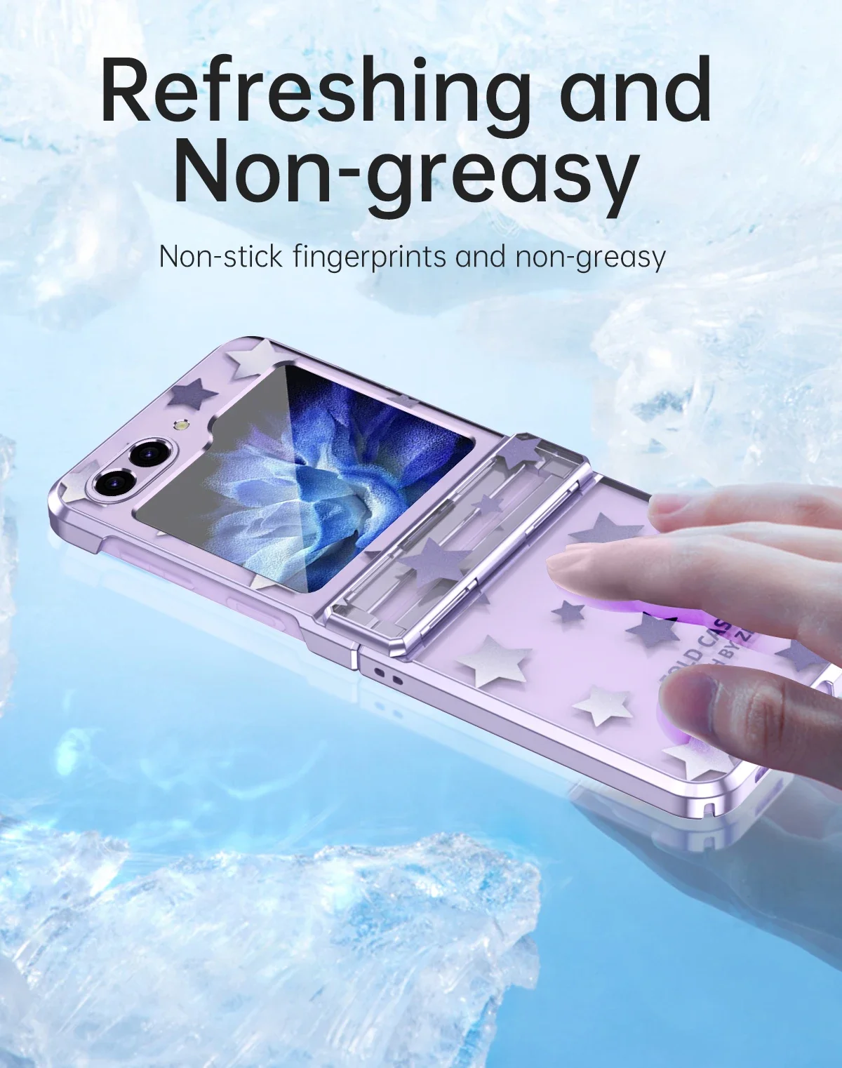 Coque de téléphone de luxe à motif d'étoiles électrolytiques pour Samsung Galaxy Z Flip 6 5 4 3 5G PC antichoc à charnière housse de protection_voghion.com
