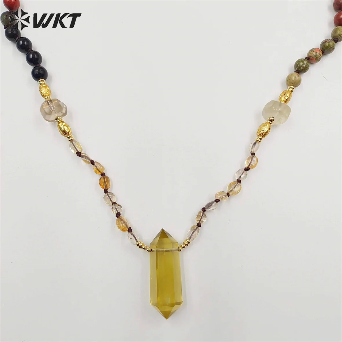 

WT-N1414 WKT 2023 Fashion party Beads Agate yellow citrine necklace women party necklace Classic style pendant jewelry trend