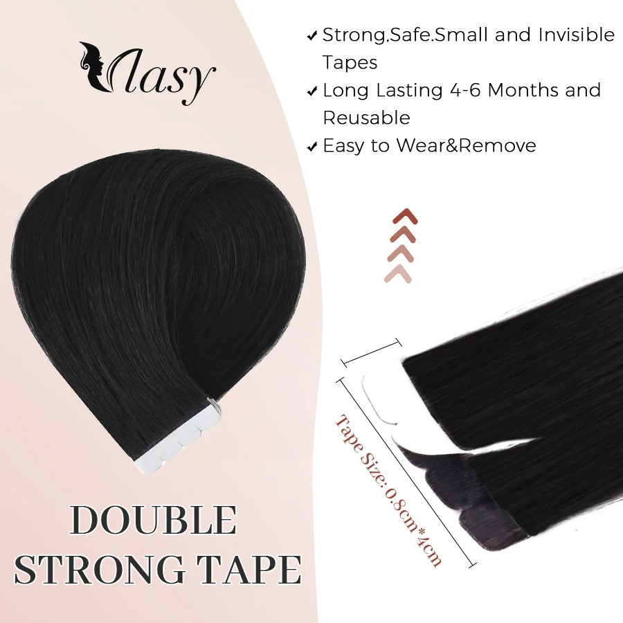 Vlasy Mini Tape in Hair Extensions Human Hair Pure Color Remy Real Human For Women Straight Tape Extensions