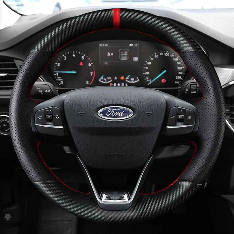 Benutzerdefinierte DIY Auto Lenkrad Abdeckung 100% Fit Für Ford Focus 4 2019 2020 Fiesta 17-19 Tourneo 2018 2019 neue Focus Auto Zubehör – Detail 3