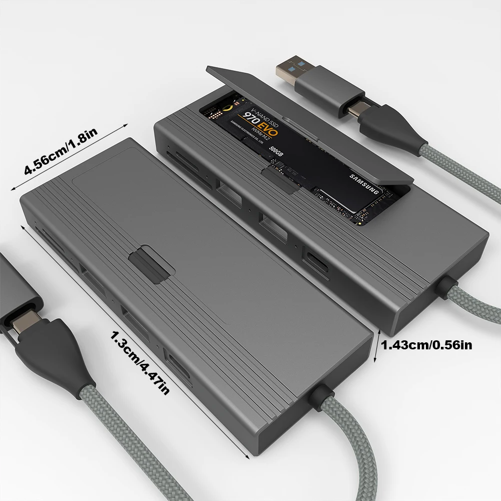 PC ƮϿ M.2 NVMe SATA ϵ ̺ ̽, USB C Ÿ , PD100W ָ Ʈ ̺, 2 USB 2.0 Ʈ, SD, TF ī , 5 in 1