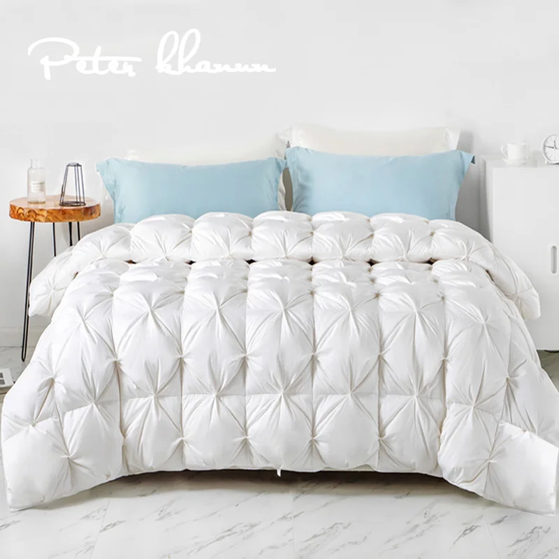 Down Duvet Peter Khanun White Goose Down Filler 3D Bread Duvet/Quilt/Comforter Winter Thick Luxury Blankets 100% Cotton Shell 015