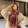 New Imitation Cashmere Scarf women's Winter high-end Feeling Warm Shawl Cute Versatile Plaid Scarf Shawls Women Luxury
