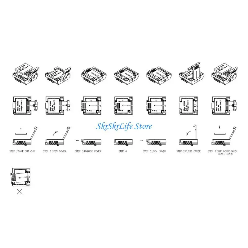 E65E 집적 회로 개발을 위한 인체공학적 6x5 및 확장 8x6 칩 버너 어댑터