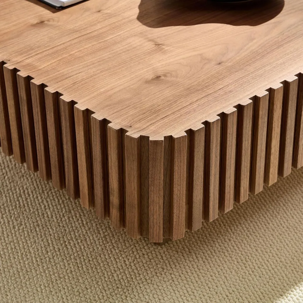 Walnut Coffee Table Modern Handcraft Drum Wooden Solid Wood Veneer Tea Tables for for Living Room Apartment, Coffee Table 4