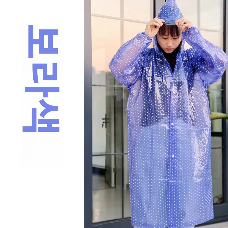 새로운 크리스탈 패션 물방울 무늬 레인코트 롱 두꺼운 야외 차 따기 걷기 여행용 레인 판초 유니섹스 프리사이즈
