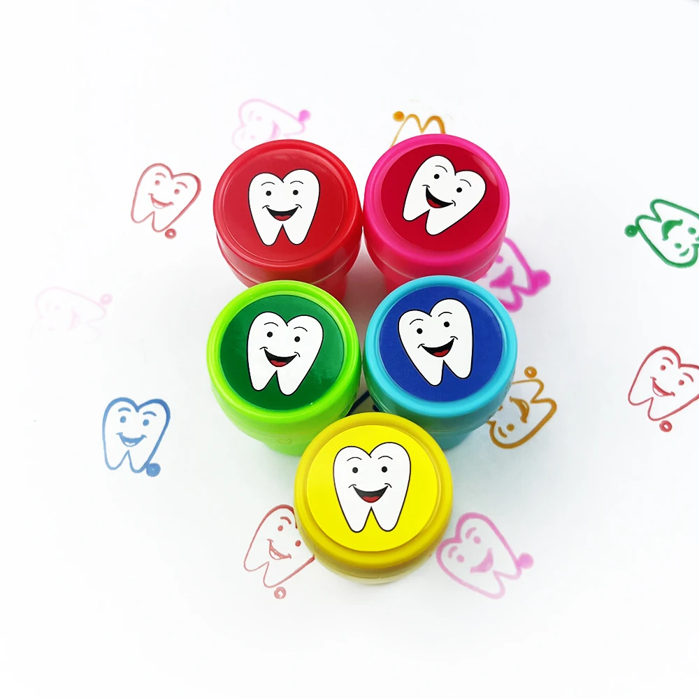 10Pcs/box Cute Dental Tooth Shape Cartoon Stamp for Kids Children Stamper Dental Clinic School Student Reward - Image 4