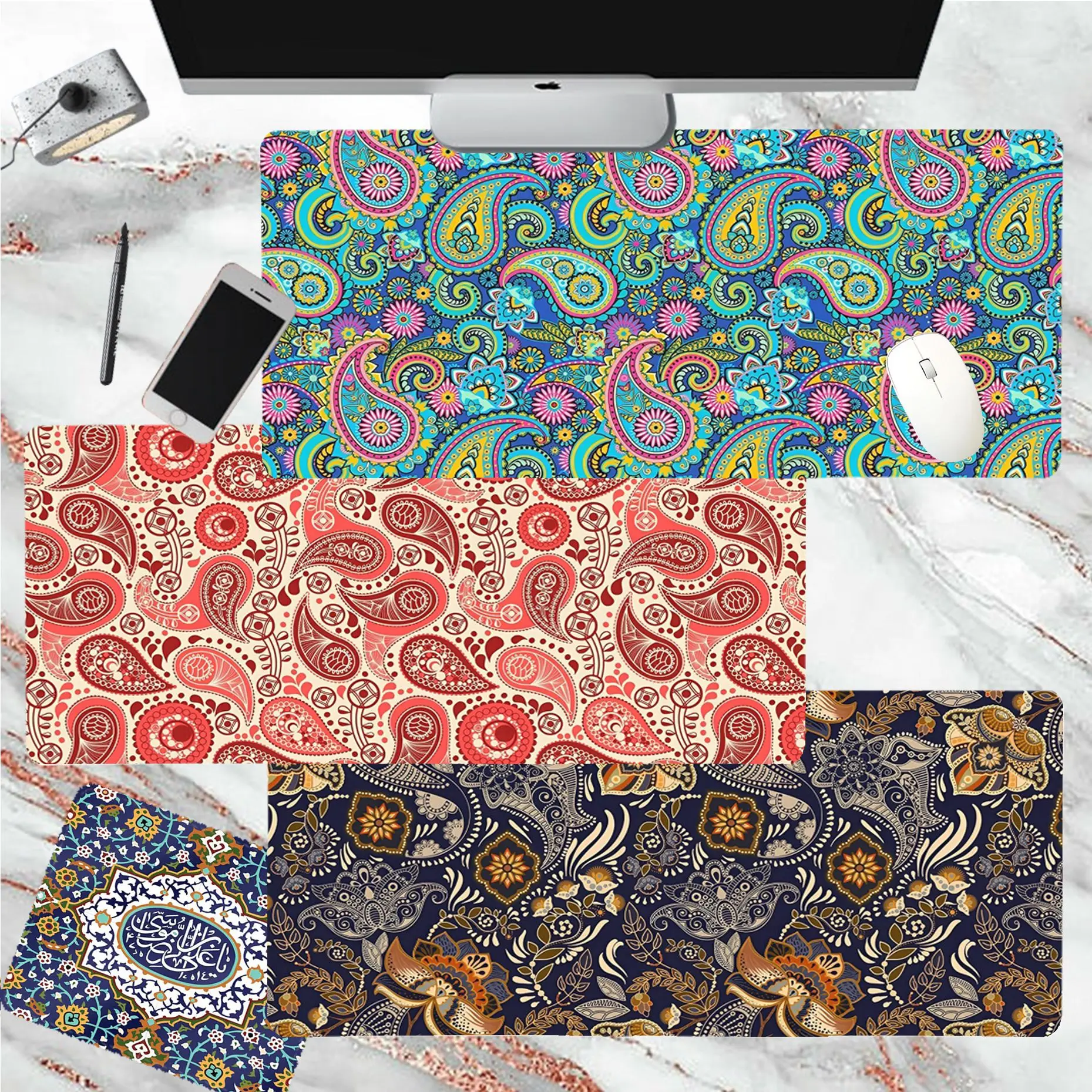 

Persian carpet Floral pattern Mousepad girl Mat Rubber Gaming mousepad Desk Mat Size for large Edge Locking Game Keyboard Pad