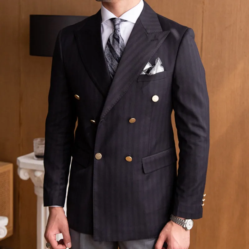 2023 Spring Business Casual Suit Blazer Coat Uniform Men Streetwear Suit Jacket Outerwear Clothing Men Double Breasted Blazer