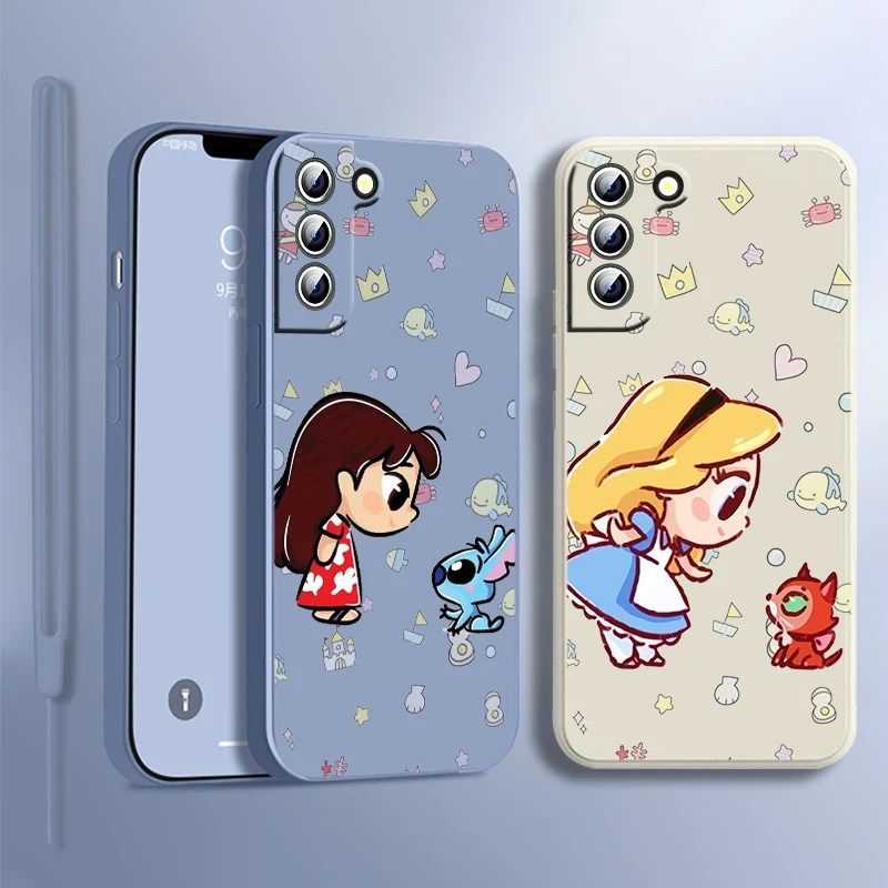 

Anime Princess Cute Phone Case For Samsung Galaxy S23 S22 S21 S20 S10 S9 Ultra Plus Pro FE Liquid Rope Soft Phone Case Fundas