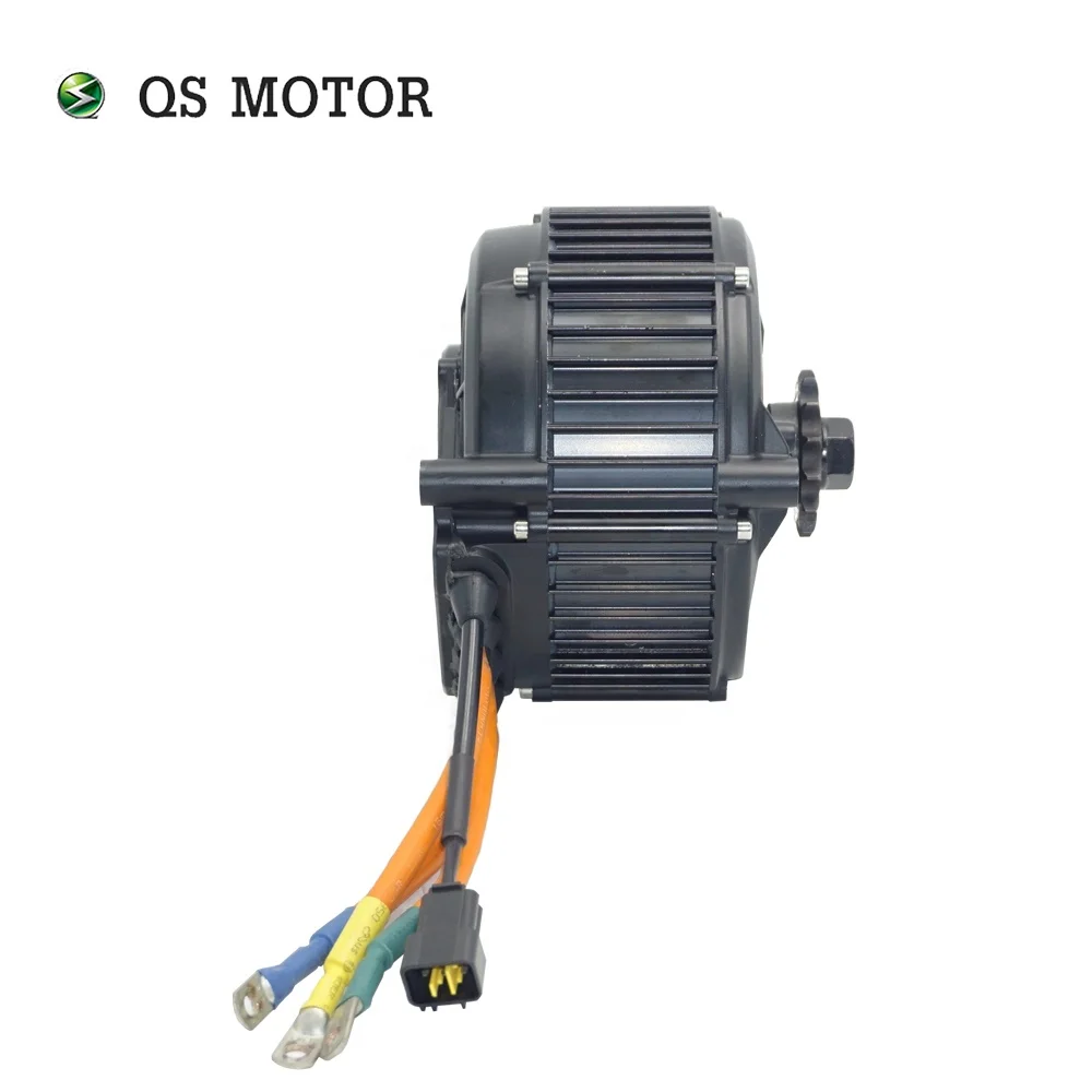 QS 모터 QS165 V2 5000W 35H 72V 미드 드라이브 모터 홀 및 엔코더 PMSM 모터 (전기 오토바이용, 428 14T 스프로킷 포함)