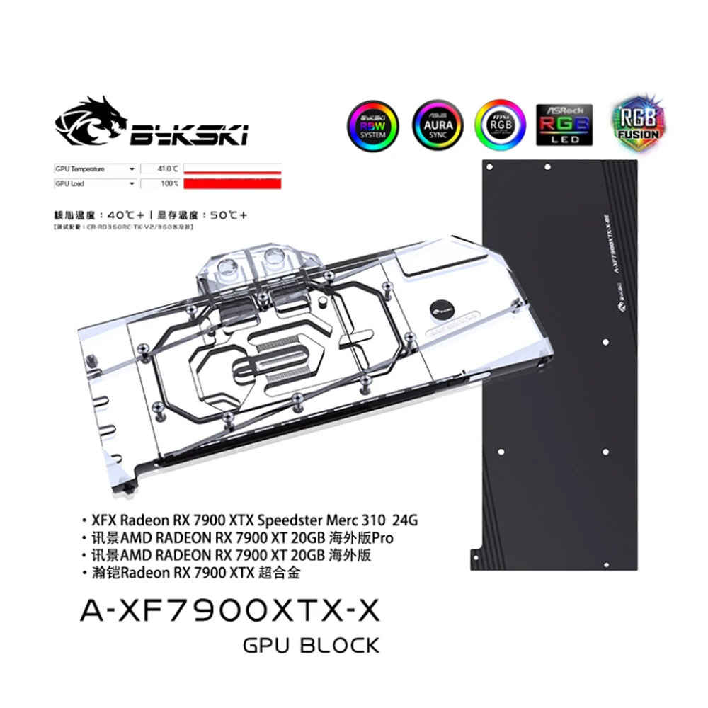 Bykski GPU Water Block For XFX RX 7900 XTX Pro 24G/Speedster Merc