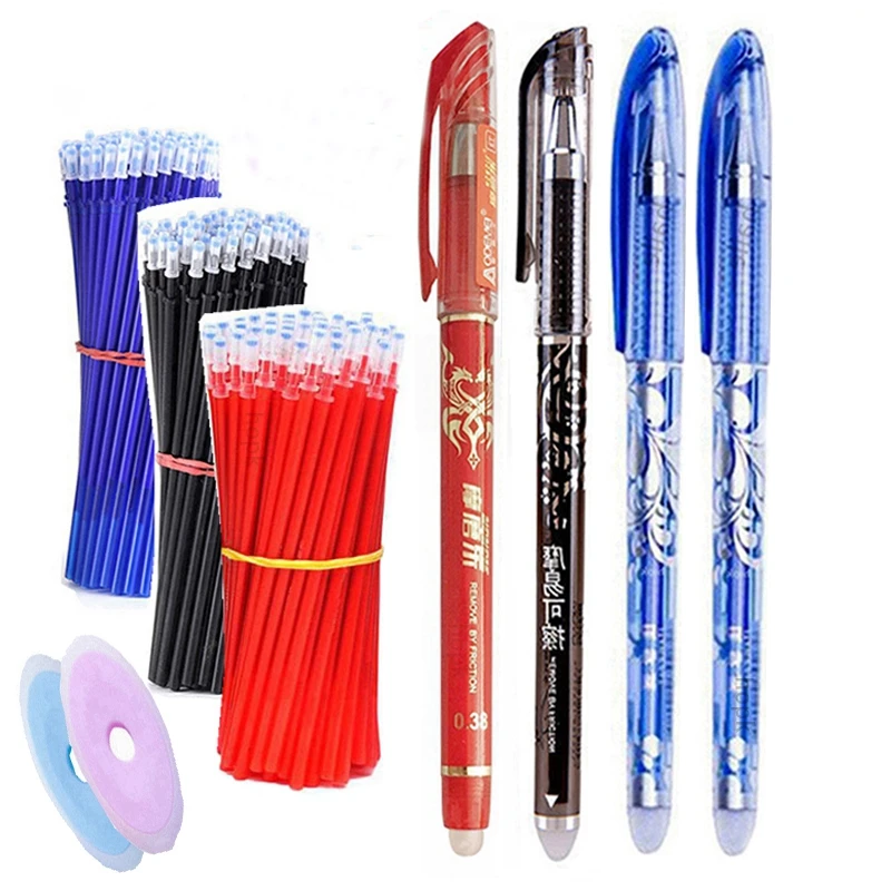 Haile 30 Pcs/set Cute Erasable Gel Pen Ballpoint Pens Rod 0.5mm Refills Blue/Black Ink Washable Handle School Writing Supplies