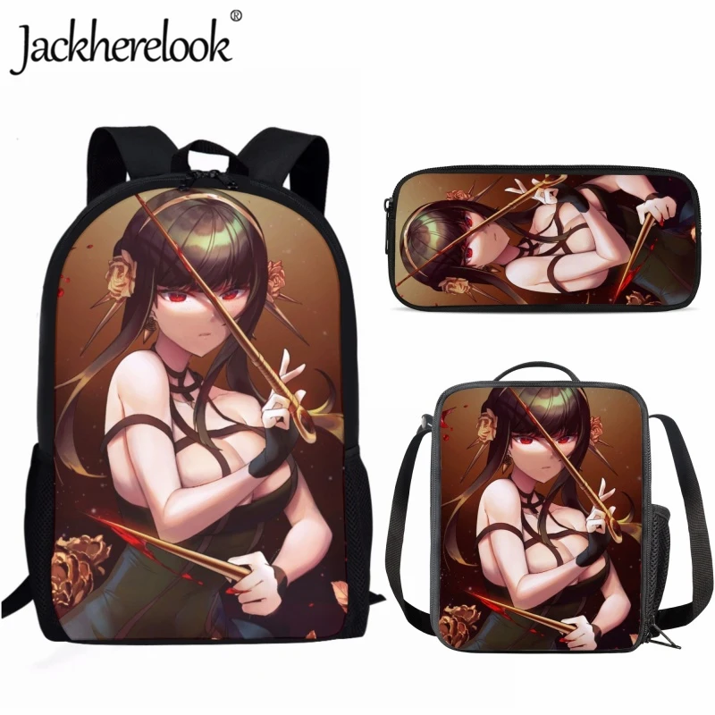 

Jackherelook Anime Spy×Family Yor Briar Schoolbag Casual Travel Backpack Teenagers Student Large Capacity Book Bags 3pcs/set