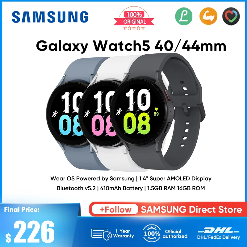 Samsung Galaxy Watch 5 Smartwatch Sapphire Glass Display Blood Pressure