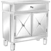Mirrored Cabinet, Mirrored Nightstand, Mirrored Dresser Accent Chest, Large Mirror Nightstand with 1 Drawer and Two Doors 1