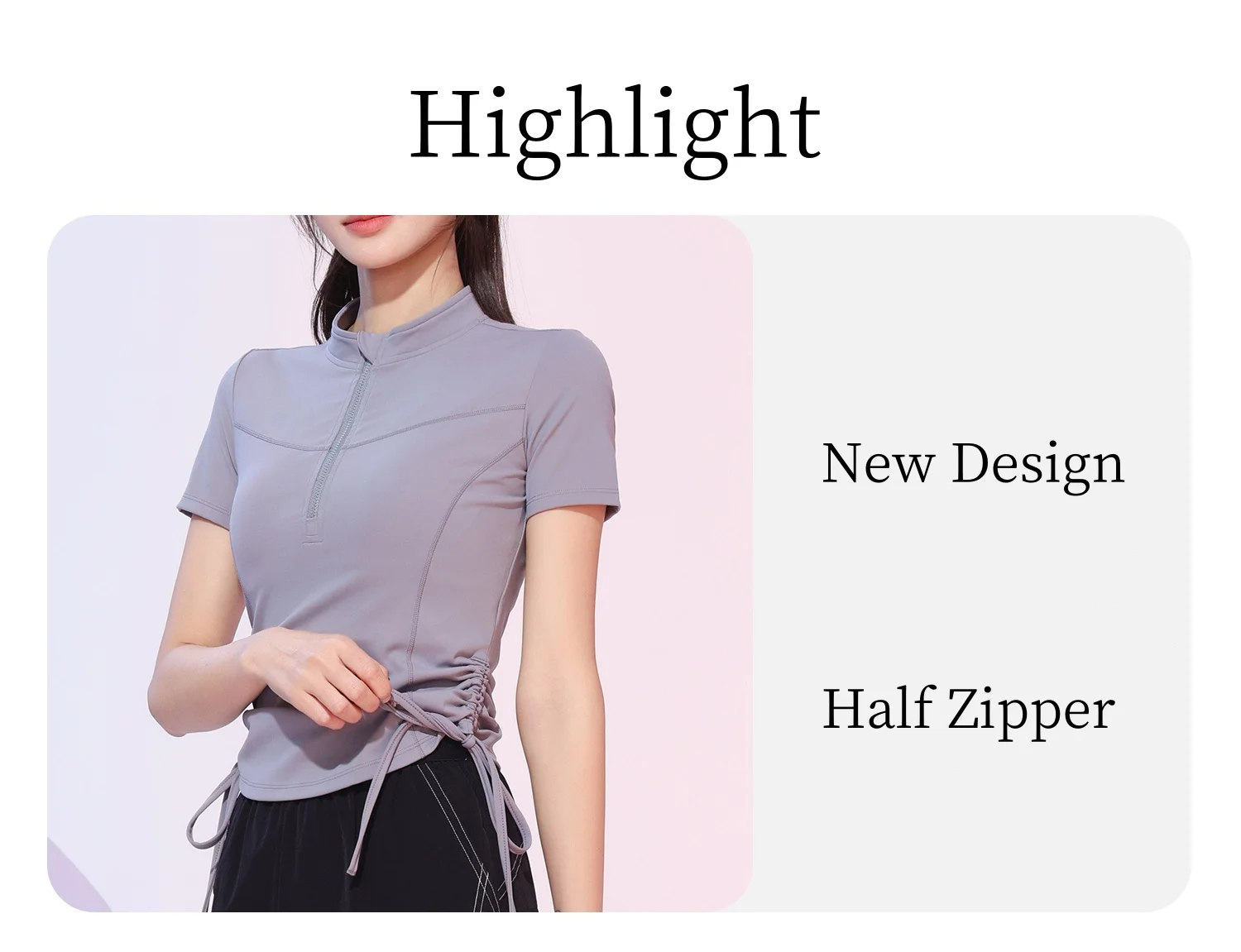 DRUR Yoga Shirts Frauen Kurzarm Zipper Sport Tops Atmungsaktive Fitness T-Shirt Weibliche Gym Kleidung Lauf Top Yogawear 2025 – Detail 2