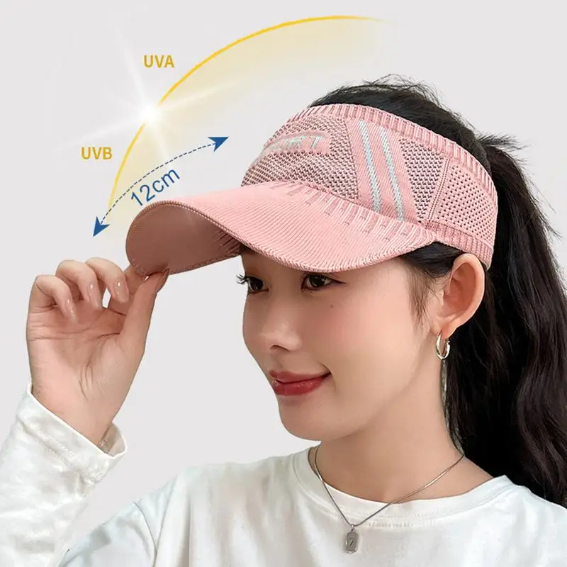 Hollow Top Sun Hat Sun Protection Hollow Top Beach Hat Breathable Summer UV Protection Visor For Hiking Travel Running