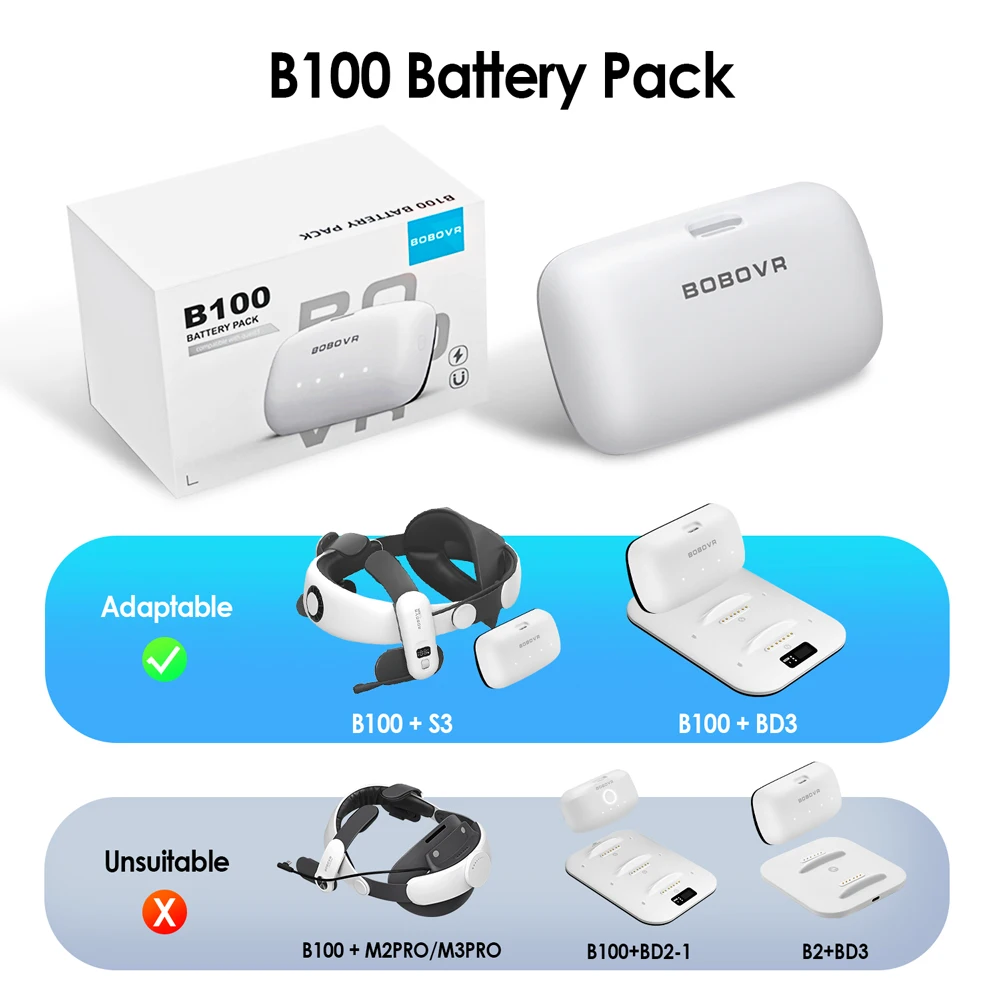 BOBOVR B100 Battery Pack Replacement Battery for BOBOVR S3 Pro