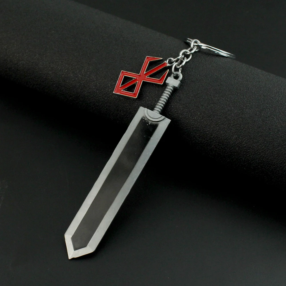 Anime Berserk Sword Keychain Black Swordsman Metal Car Keyring Cosplay Jewelry Dragonslayer Sword Key Chain for Men Props Gifts