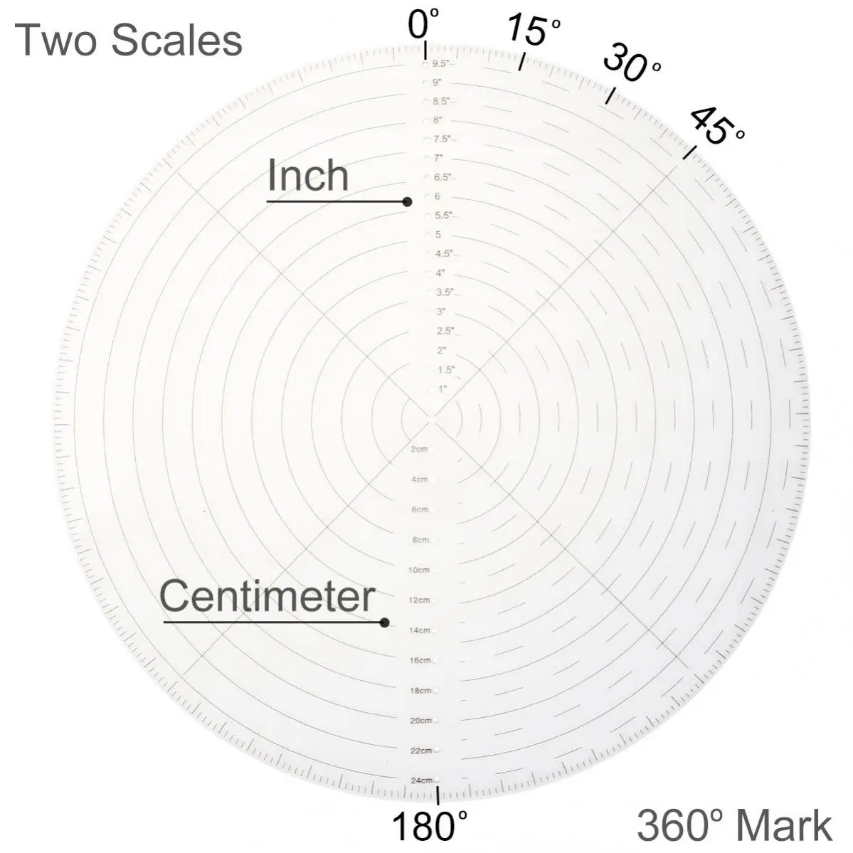 10 Inch Round Center Finder Compass Imperial Metric Clear Acrylic Circle Gauge Double Scale for Drawing Wood Turning