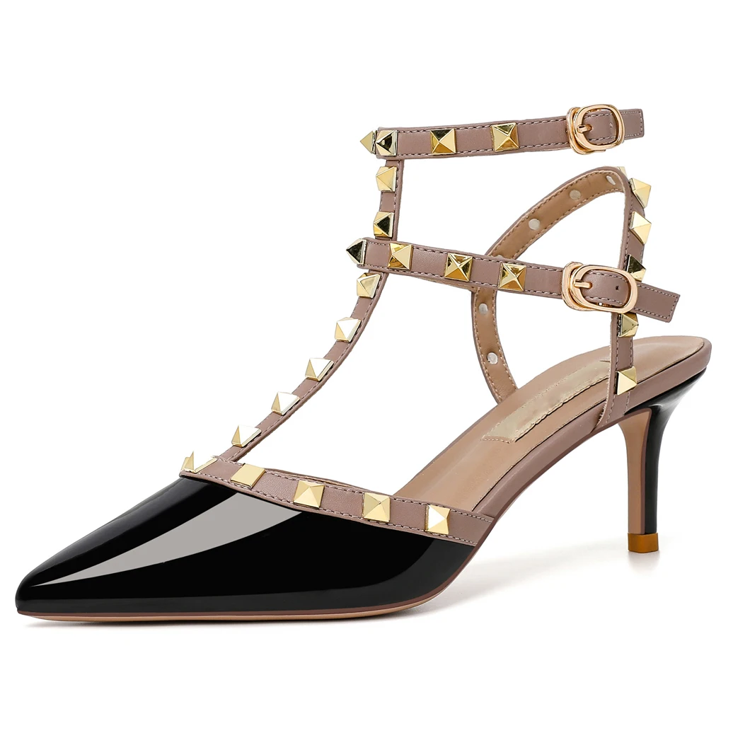 

[Измерьте длину вашей стопы до оформления заклепки роскошные дизайнерские женские элегантные сандалии на ремешках туфли на шпильке 66-CHC-33