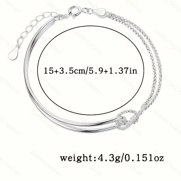 925 Sterling Silver Double Layer Bracelet for Women Girls