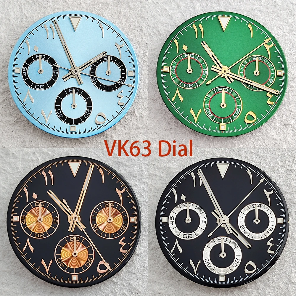 VK63 dial 28.5mm Arabic Without green luminous dial suitable for VK63 movement watch accessories watch repair tools
