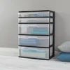 Plastic 5-Drawer Wide Tower Organizer Storage Unit Bedroom Kitchen Bathroom Craft Room Nursery Dorm Black Effortlessly Identify 4