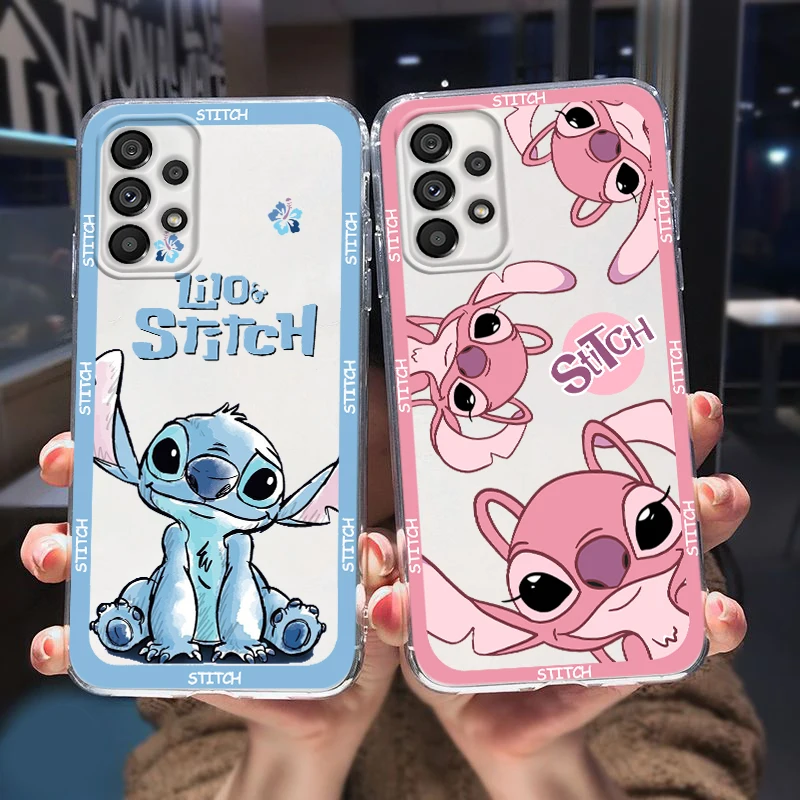 

Stitch Disney Baby Angel Transparent Phone Case For Samsung A53 A52 A33 A32 A51 A71 A21S A13 A73 A50 A22 A23 A72 A12 5G