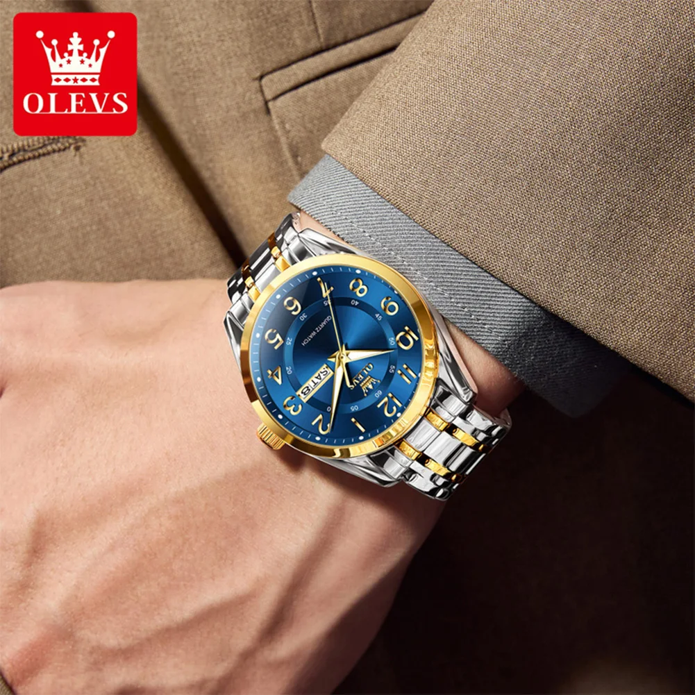OLEVS 3666 ساعة رجالية كلاسيكية من الفولاذ المقاوم...